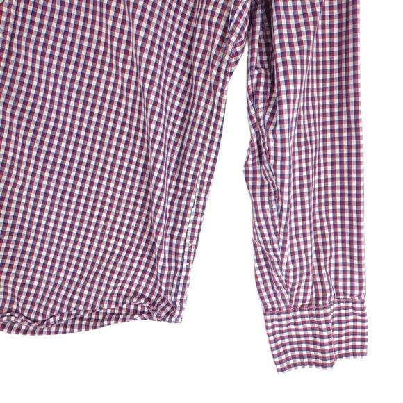 J CREW Men's L Red White Blue Plaid Check Long Sleeve Button Down Dress Shirt - Picture 4 of 5